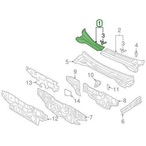 Mitsubishi OEM Windshield Front Deck Garnish (RH) | 2003-2006 Mitsubishi Evo 8/9 (MR533286)