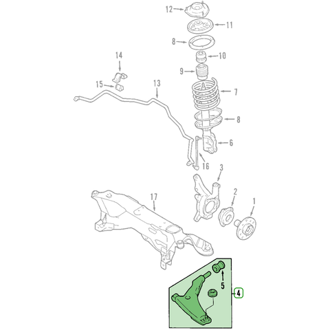 Mitsubishi OEM Front Lower Control Arm (LH) | 2001-2006 Mitsubishi Evo 7/8/9 (MR554813)