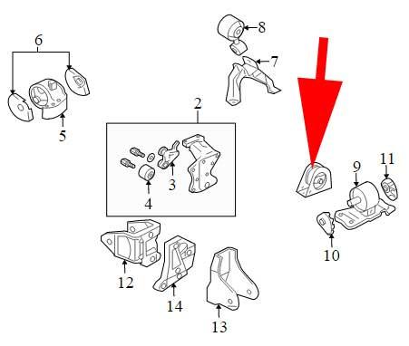 Mitsubishi OEM Front Motor Mount Bracket | 2003-2006 Mitsubishi Lancer Evolution 8/9 (MR594455)