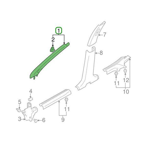 Mitsubishi OEM Front Pillar Trim (A) w/ Speaker Cover (LH) | 2001-2003 Mitsubishi Evo 7/8 (MR631941)