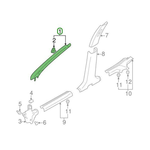 Mitsubishi OEM Front Pillar Trim w/ Speaker Cover | 2004-2006 Mitsubishi Evo 8/9 (MR648666)