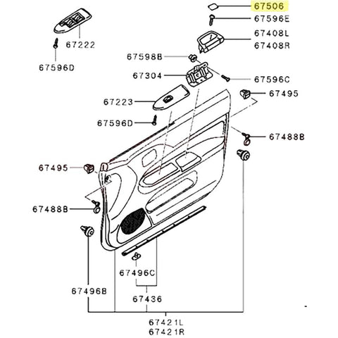 Mitsubishi OEM Interior Door Pull Pocket Cap | 2001-2006 Mitsubishi Evo 7/8/9 (MR655240)