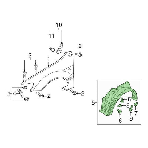 Mitsubishi OEM Front Fender Liner (LH) | 2001-2006 Mitsubishi Evo 7/8/9 (MR954175)