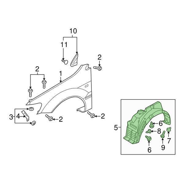 Mitsubishi OEM Front Fender Liner (LH) | 2001-2006 Mitsubishi Evo 