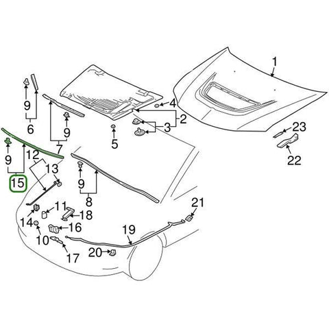 Mitsubishi OEM 61526 Hood Weatherstrip | 2003-2006 Mitsubishi Evo 8/9 (MR970725)