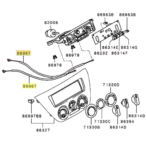 Mitsubishi OEM HVAC Left Temp Control Cable | 2003-2006 Mitsubishi Evo 8/9 (MR979515)
