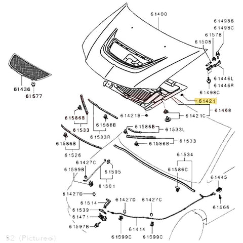 Mitsubishi OEM 61421 Under Hood Insulator Vent Clip | 2003-2006 Mitsubishi Evo 8/9 (MU001282)