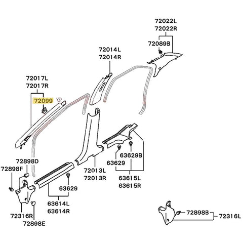 Mitsubishi OEM A-Pillar Trim Clip | 2001-2006 Mitsubishi Evo 7/8/9 (MU470013)