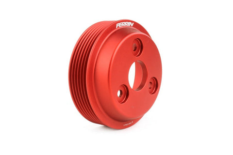 Perrin Lightweight Water Pump Pulley - Red | 2015-2022 Subaru WRX and 2014-2018 Subaru Forester XT (PSP-ENG-112RD)