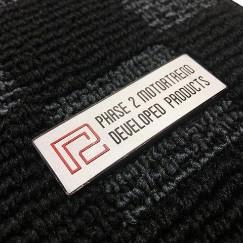 P2M Checkered Race Floor Mats - Front & Rear | 2003-2006 Mitsubishi Evo 8/9 (P2-CPTEVO8FRDG-TP)