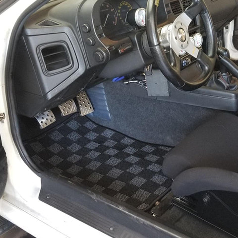 P2M Checkered Race Floor Mats | 1986-1990 Mazda FC3S RX7 (P2-CPTFC3SDG-TP)