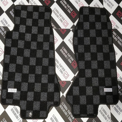 P2M Checkered Race Floor Mats | 1993-1995 Mazda FD3S RX7 (P2-CPTFD3SDG-TP)