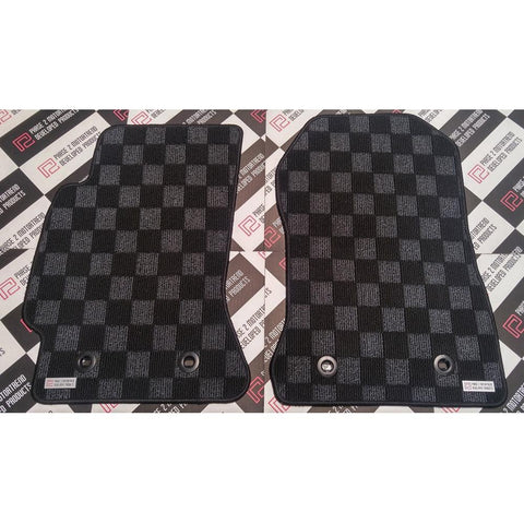 P2M Checkered Race Floor Mats - Fronts Only | 2013-2021 BRZ/FR-S/86 (P2-CPTFRSBRZDG-TP)