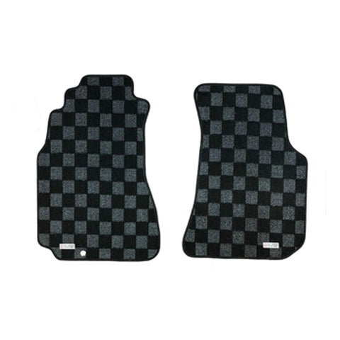 P2M Checkered Race Floor Mats - Fronts Only | 1995-1998 Nissan S14 240SX (P2-CPTNS14DG-TP)