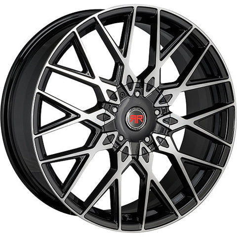 Revolution Racing R24 Gloss Black w/ Machined Spoke Faces and Outer Lip 20x8 | 5x100/5x114.3 (RR24-20851014+40BM)