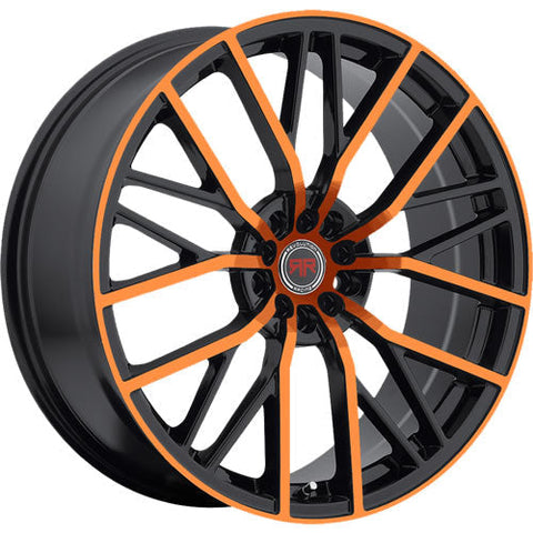 Revolution Racing RR07 Black w/ Copper Orange Spoke Faces and Outer Lip 17x7.5 | 5x110/5x114.3 (RR07-177551101143+40BC)