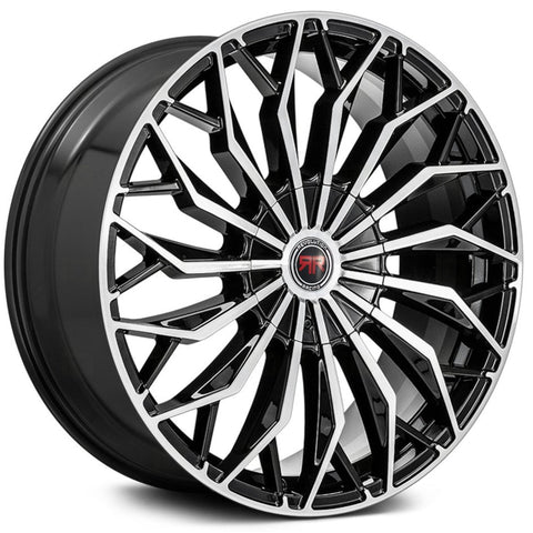 Revolution Racing RR27 Gloss Black w/ Machined Spoke Faces 18x8 | 5x105/5x114.3 (RR27-18850514+40BM)