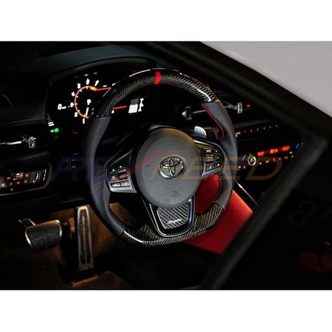 Rexpeed Gloss Carbon Fiber Steering Wheel | 2020-2026 Toyota Supra (TS47)
