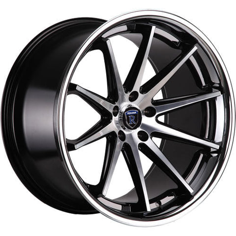 Rohana Wheels RC10 Black w/ Machined Spoke Faces & Chrome Stainless Steel Lip 22x9 | 5x114.3 (RC102295114MA35)