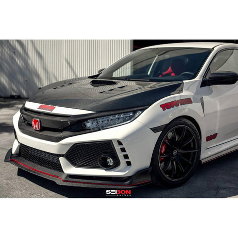 Seibon TS-Style Carbon Fiber Hood | 2017-2021 Honda Civic Type-R (HD17HDCVR-TS)