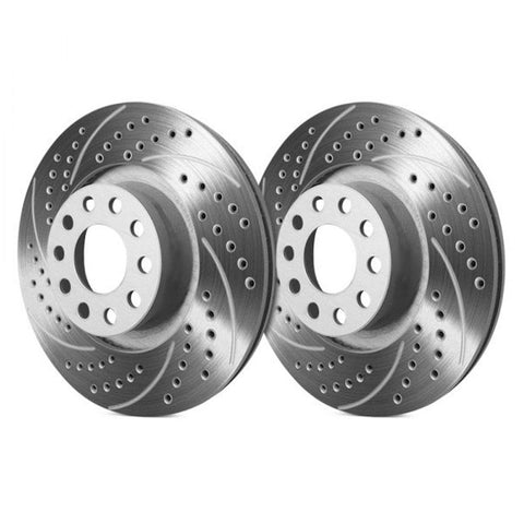 SP Performance Double Drilled and Slotted Front 256mm Brake Rotors | 1984-1986 Ford Mustang GT (S54-32)