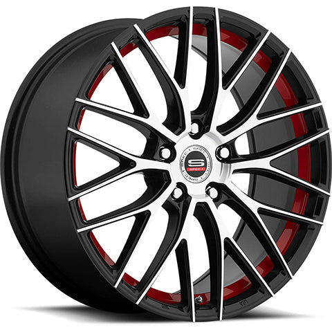 Spec-1 Wheels SP-17 Gloss Black w/ Machined Spoke Faces and Red Undercut 19x8 | 5x114.3 (SP17S-19801638GBMR)