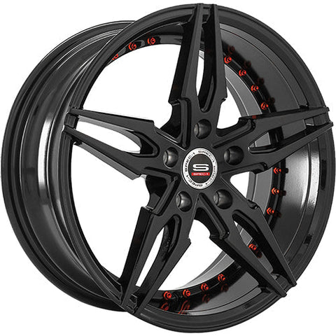 Spec-1 Wheels SP-46 Gloss Black w/ Red Rivets 17x7.5 | 5x114.3 (SP4617751638GB)