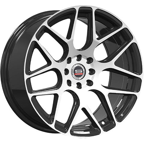 Spec-1 Wheels SP-47 Gloss Black w/ Machined Spokes and Outer Lip Ring 17x8.5 | 4x100/4x114.3 (SP471785930GBM)