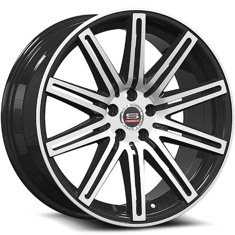 Spec-1 Wheels SP-48 Gloss Black w/ Machined Spoke Faces and Outer Lip Ring 18x8 | 5x100/5x114.3 (SP4818802335GBM)