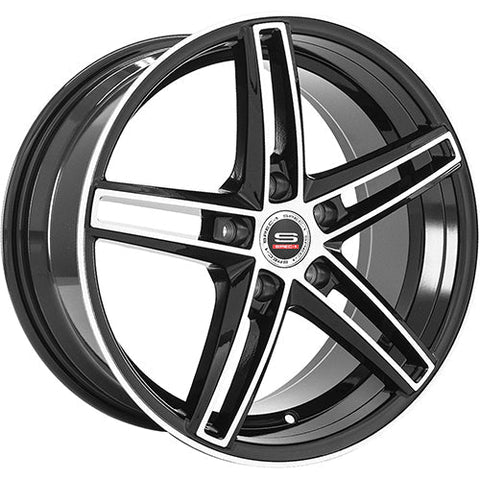 Spec-1 Wheels SP-49 Gloss Black w/ Machined Spokes and Outer Lip Ring 18x8 | 5x114.3 (SP4918801635GBM)