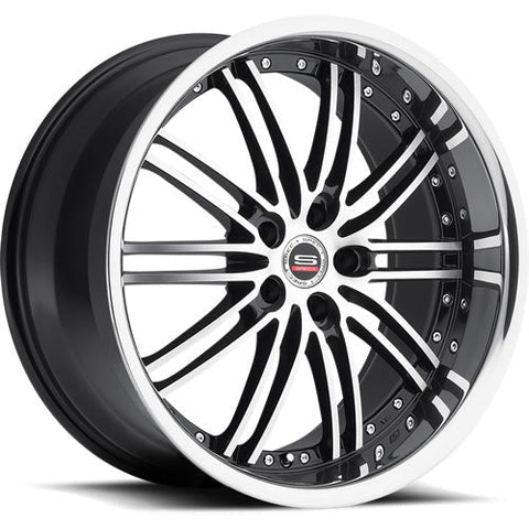 Spec-1 Wheels SP-7 Gloss Black w/ Machined Spoke Faces and a Chrome Stainless Steel Lip 20x10 | Blank (SP7S-20104038GBMSSL)