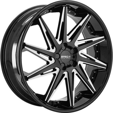 Spec-1 Wheels SPL-005 Black w/ Milled Spoke Edges 24x10 | Blank (SPL00524104020GBML)
