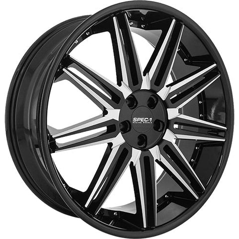 Spec-1 Wheels SPL-006 Gloss Black w/ Milled Spoke Edges 24x9 | 5x115 (SPL00624901715GBML)