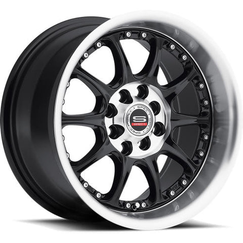 Spec-1 Wheels SPT-2 Gloss Black w/ Machined Center and Lip 15x8 | 4x100/4x114.3 (STR2S-1580920GBMLP)