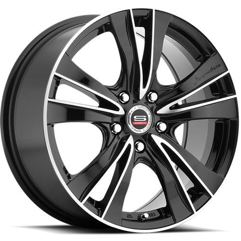 Spec-1 Wheels SP-35 Gloss Black w/ Machined Spoke Accents and Outer Lip 17x7.5 | 5x114.3 (STS12S-17751640GBM)