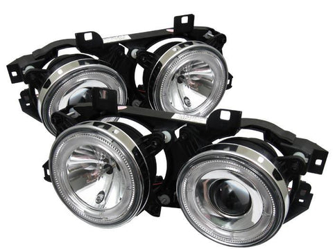 Spyder Auto  BMW E34 5-Series 89-94 / BMW E32 7-Series 88-92 Projector Headlights - WILL NOT FIT 750 - LED Halo - Chrome - High H1 (Included) - Low H1 (Included) - Modern Automotive Performance
