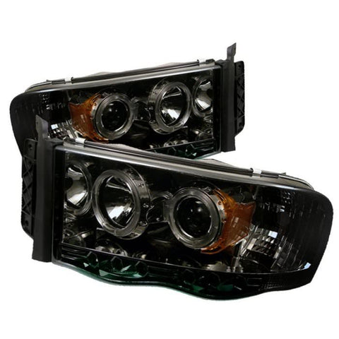 Spyder Auto  Dodge Ram 1500 02-05 / Ram 2500/3500 03-05 Projector Headlights - LED Halo - LED ( Replaceable LEDs ) - Smoke - High H1 (Included) - Low H1 (Included) - Modern Automotive Performance
