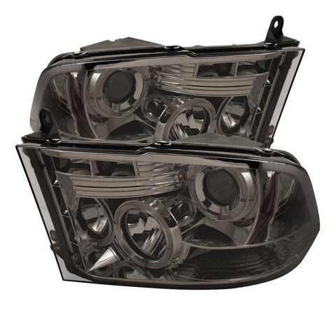 Spyder Auto  Dodge Ram 1500 09-14 / Ram 2500/3500 10-14 Projector Headlights - Halogen Model Only ( Not Compatible With Factory Projector And LED DRL ) - CCFL Halo - LED ( Replaceable LEDs ) - Smoke - High 9005 (Not Included)- Low H1 (Included) - Modern Automotive Performance
