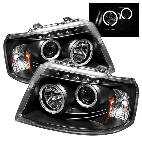 Spyder Auto Ford Expedition 03-06 Projector Headlights - LED Halo - LED ( Replaceable LEDs ) - Black - High H1 (Included) - Low 9006 (Not Included) - Modern Automotive Performance
