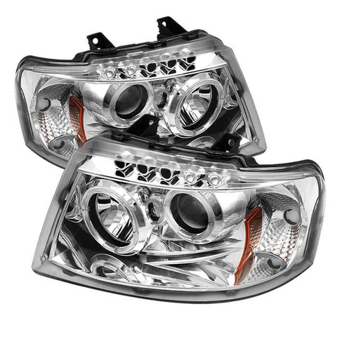 Spyder Auto Ford Expedition 03-06 Projector Headlights - LED Halo - LED ( Replaceable LEDs ) - Chrome - High H1 (Included) - Low 9006 (Not Included) - Modern Automotive Performance
