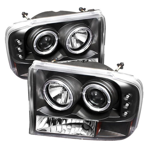 Spyder Auto Ford F250 Super Duty 99-04 / Ford Excursion 00-04 1PC Projector Headlights - Version 2 - LED Halo - LED ( Replaceable LEDs ) - Black - High H1 (Included) - Low H1 (Included) - Modern Automotive Performance
