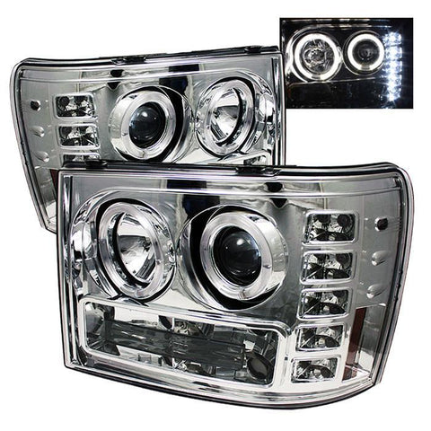 Spyder Auto  GMC Sierra 1500/2500/3500 07-13 / GMC Sierra Denali 08-13 / GMC Sierra 2500HD/3500HD 07-13 Projector Headlights - LED Halo- LED ( Replaceable LEDs ) - Chrome - High H1 (Included) - Low H1 (Included)