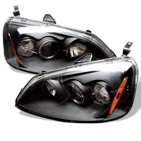 Spyder Auto Honda Civic 01-03 2/4DR Projector Headlights - ( Do Not Fit SI Model ) - LED Halo - Amber Reflector - Black - High H1 (Included) - Low H1 (Included) - Modern Automotive Performance
