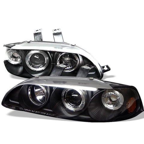 Spyder Auto Honda Civic 92-95 4Dr 1PC Projector Headlights - LED Halo - Amber Reflector - Black - High H1 (Included) - Low H1 (Included) - Modern Automotive Performance
