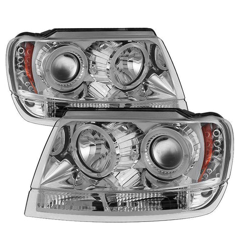 Spyder Auto Jeep Grand Cherokee 99-04 Projector Headlights - LED Halo - LED ( Replaceable LEDs ) - Chrome - High 9005 (Not Included) - Low 9006 (Not Included) - Modern Automotive Performance
