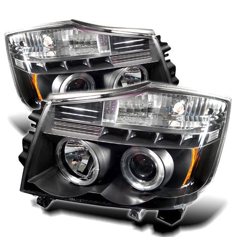 Spyder Auto Nissan Titan 04-14 / Nissan Armada 04-07 Projector Headlights - LED Halo - LED ( Replaceable LEDs ) - Black - High H1 (Included) - Low 9006 (Not Included) - Modern Automotive Performance
