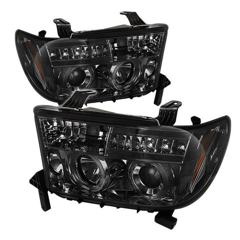 Spyder Auto  Toyota Tundra 07-13 / Toyota Sequoia 08-13 Projector Headlights - LED Halo - LED ( Replaceable LEDs ) - Smoke - High H1 (Included) - Low H1 (Included) - Modern Automotive Performance
