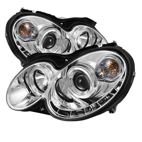 Spyder Auto  Mercedes Benz CLK 03-09 Projector Headlights - Halogen Model Only ( Not Compatible With Xenon/HID Model ) - LED Halo - DRL - Chrome - High H1 (Included) - Low H7 (Included) - Modern Automotive Performance
