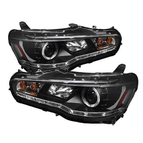 Spyder Auto  Mitsubishi Lancer / EVO-10 08-14 Projector Headlights - Xenon/HID Model Only ( Not Compatible With Halogen Model ) - LED Halo - DRL - Black - High H1 (Included) - Low D2R (Not Included) - Modern Automotive Performance
