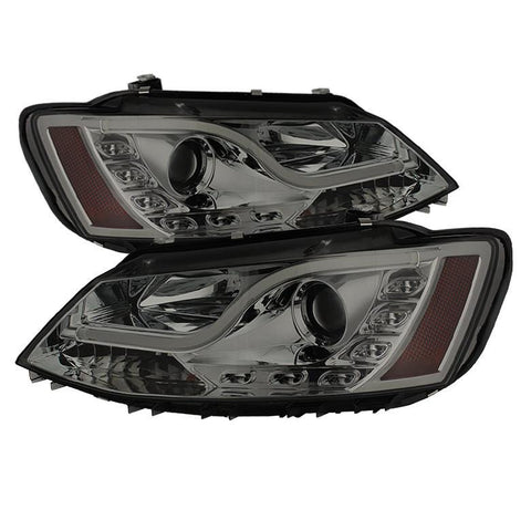 Spyder Auto  Volkswagen Jetta 11-14 Projector Headlights - Halogen Model Only ( Not Compatible With Xenon/HID Model ) Light Tube DRL - Smoke - High H1 (Included) - Low H7 (Included) - Modern Automotive Performance
